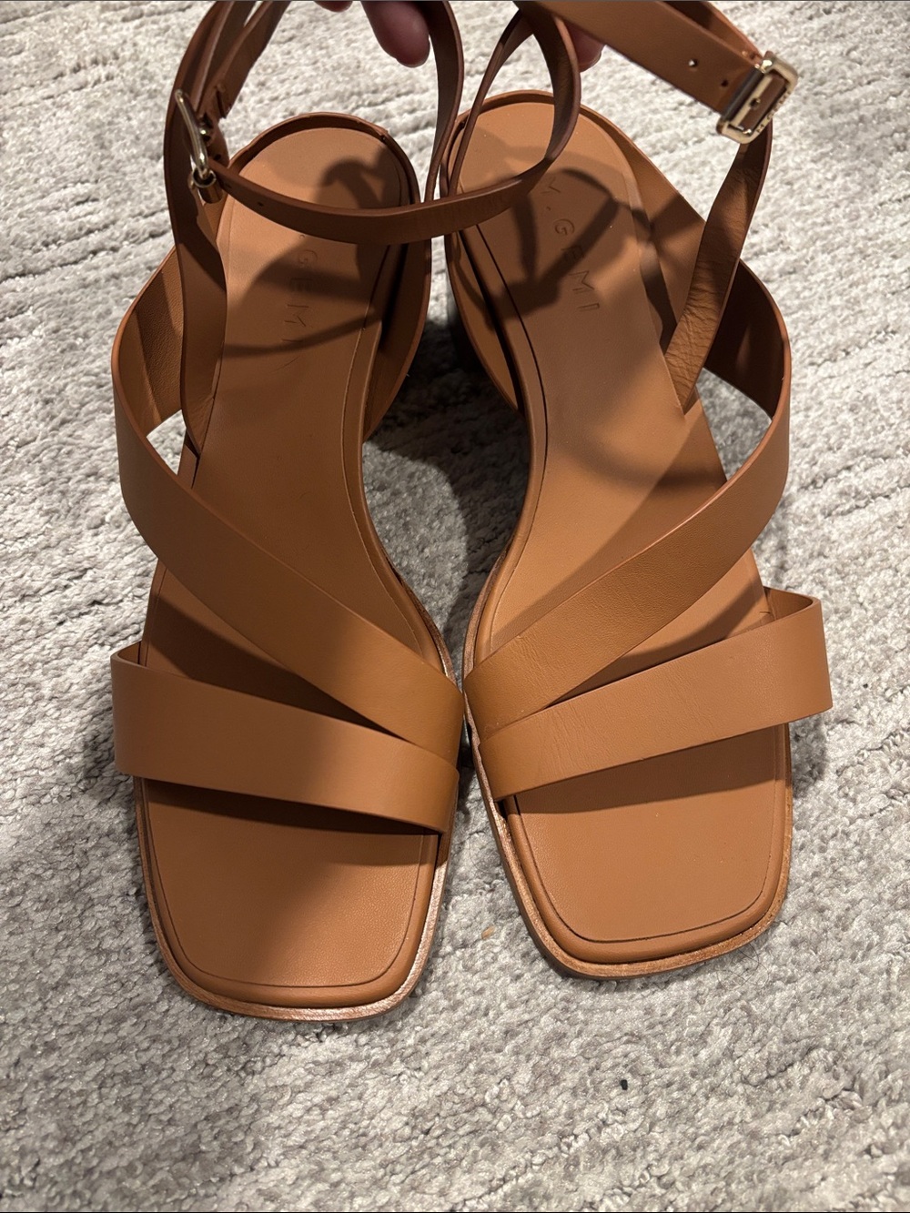M.gemi Women's Tan Strappy Block Heel Sandals size eu 39 usa 8.5